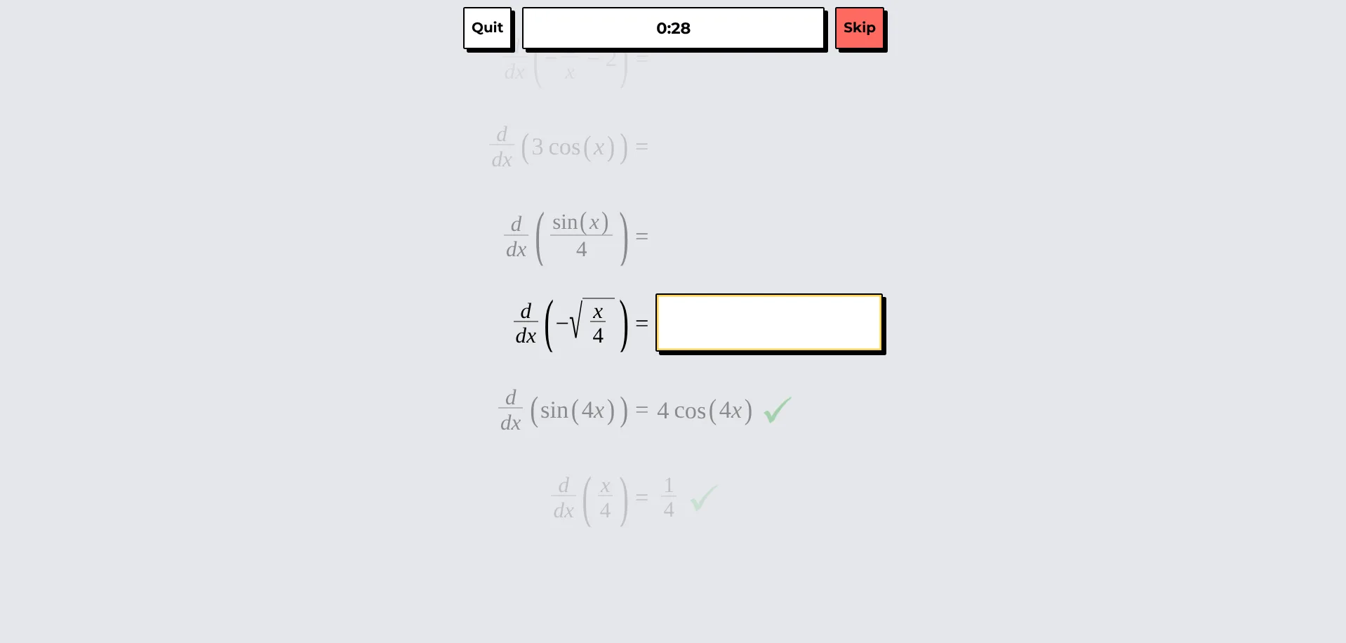 Gameplay of DerivaWiz